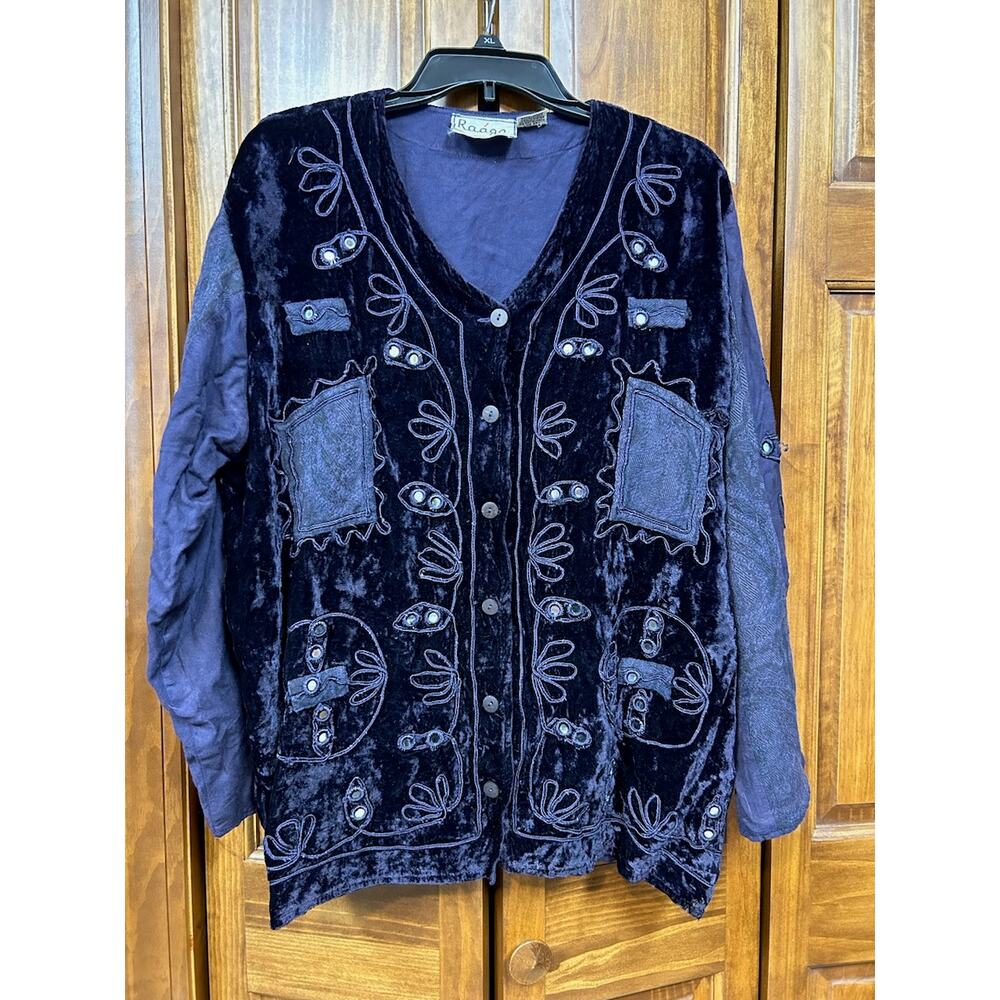 Raaga Navy Purple Tint Rayon Jacket